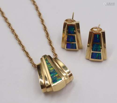 JEWELRY. 3 Pc. 14kt Gold and Opal Jewelry Suite.