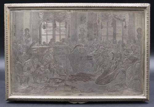 SILVERPLATE. "Le Concert" Engraved Silverplate Box
