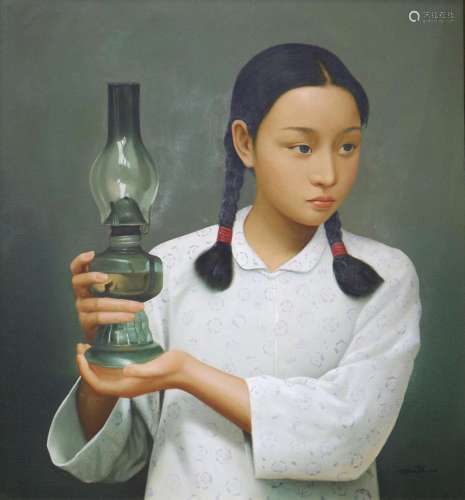 Painting, Asian Girl with Lantern