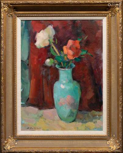 Painting, Flowers in a Blue Vase