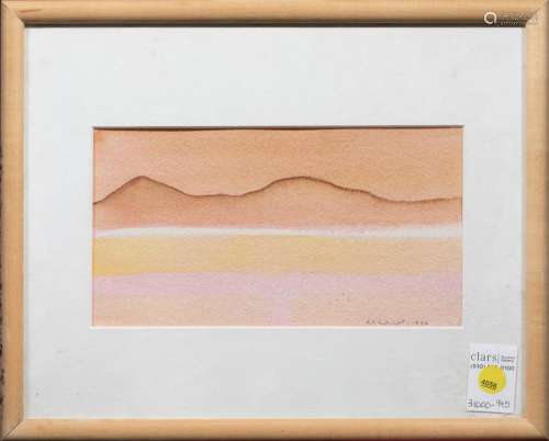 Watercolor, Peach-Colored Sand Dunes