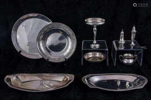 (Lot of 9) Sterling hollow ware items, including a Mexican c...