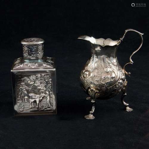 A (Lot of 2) Continental silver tea articles fashioned in th...