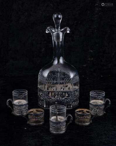 (Lot of 6) European sterling mounted liquor set: comprising ...