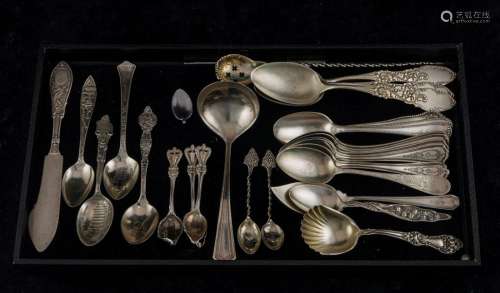 (Lot of 28) Sterling spoon lot: (4) Frank Whiting Tryolean d...