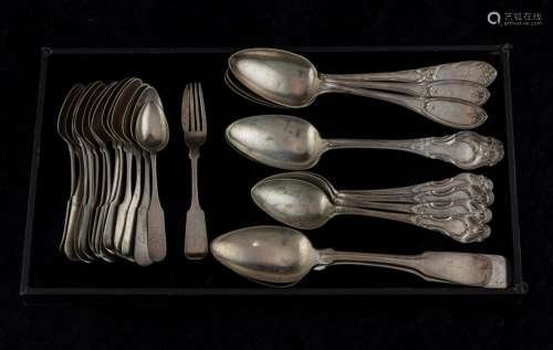 Collection of Mostly Coin silver tablespoons and teaspoons, ...