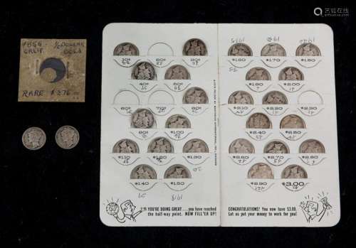 Collection of (28) mercury dimes and a "1855" gold...