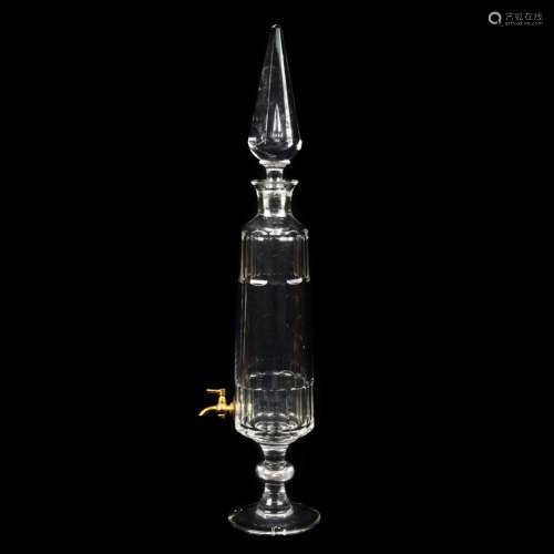 Val St. Lambert cut glass decanter or liqueur fountain fitte...