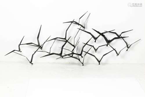 Curtis Jere wall sculpture depicting birds in flight