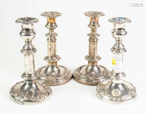 Two pairs of Sheffield plated candlesticks 8