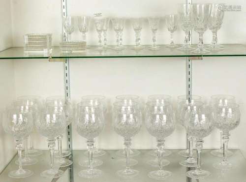 (Lot of 42) Twenty Rogaska cut and engraved glass balloon wi...