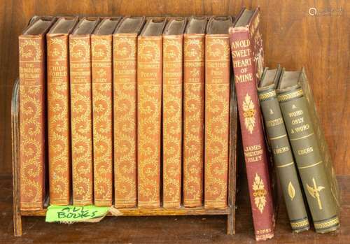 Shelf of James Whitcomb Riley books, including a 9 vol set a...