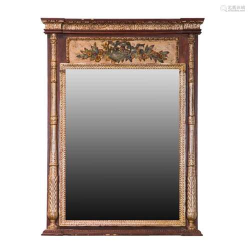 An Empire style silvered and giltwood mirror