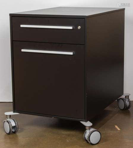 Black file cabinet on wheels