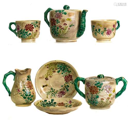 Japanese enameled tea service set