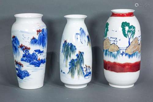 (lot of 3) Chinese enameled vases