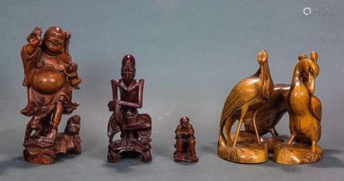 (lot of 4) Chinese wood carvings