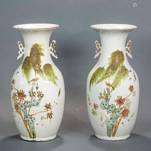 Pair of Chinese famille rose vases