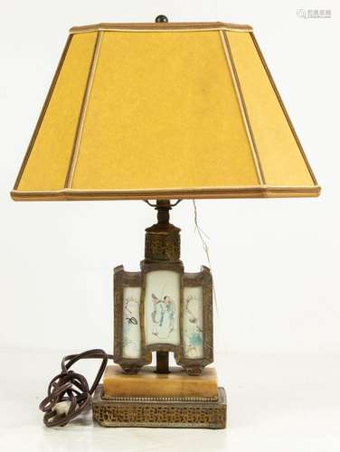 Chinese gilt mounted lamp with Sue Kaplan shade