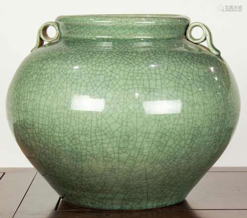 Chinese celadon crackle glazed jar