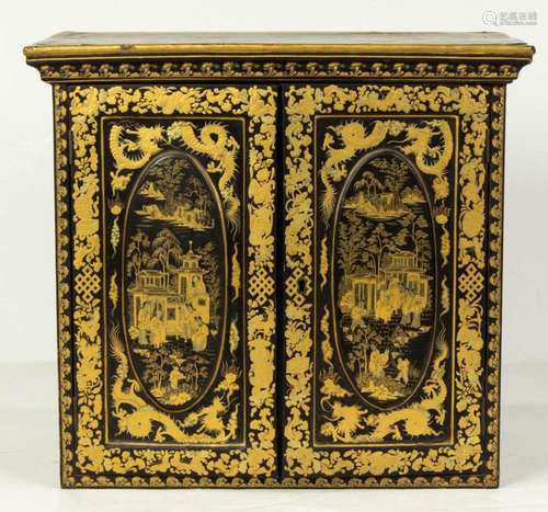 Chinese export gilt lacquered jewelry case