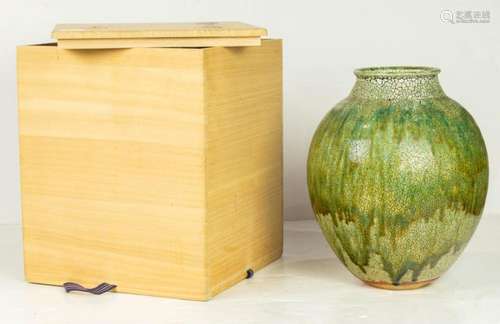 Japanese glazed stoneware vase by Moriyuki Ando