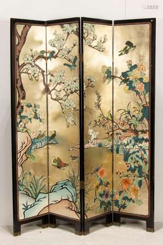 Chinese four-panel coromandel screen