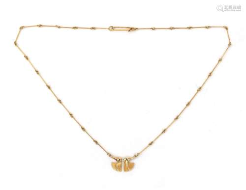 A 14 karat gold Lapponia necklace. An organic designed penda...
