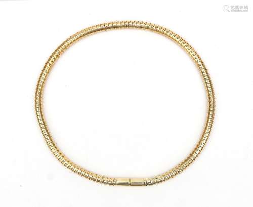 Een 14 karat gold tubo gaz choker necklace. A modern round f...
