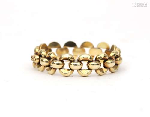 A 14 karat gold link bracelet, ca. 1950. Designed as enlonga...