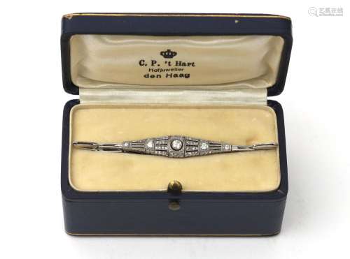 A 14 karat white gold diamond Belle Epoque bracelet. Featuri...