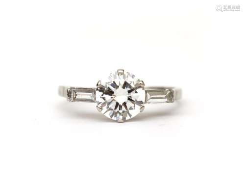 A white gold Art Deco diamond solitaire ring, ca. 1.80 ct. F...