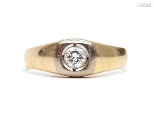 A 14 karat gold diamond `gypsy` ring. Featuring a brilliant ...