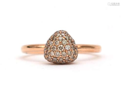 An 18 karat rose gold diamond ring, by Bigli. Designed as a ...