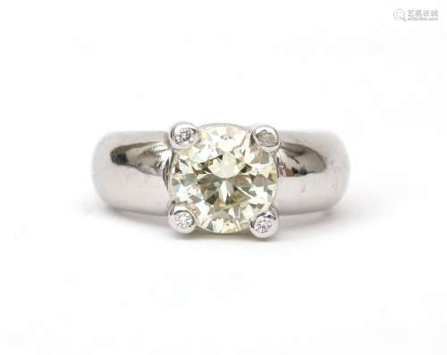 A 14 karat white gold diamond solitaire ring, ca. 2.70 ct. C...