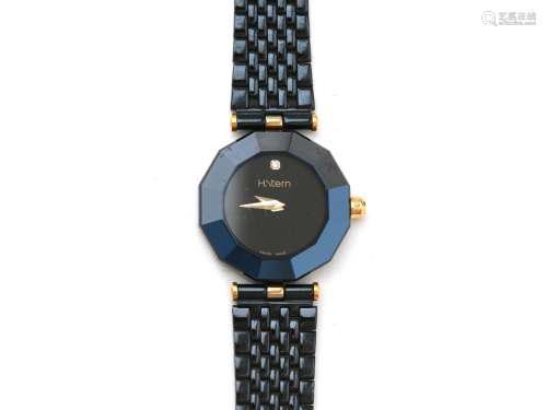 A steel H. Stern Zafira lady`s wristwatch, ca. 2010. Quartz....