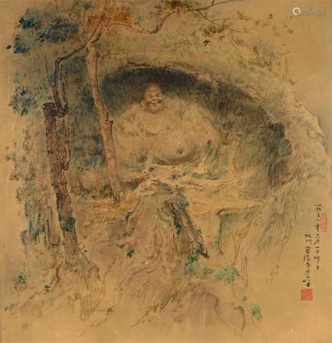 Lee Man Fong (1913-1988)<br />
'Lingyin Temple', signed and ...