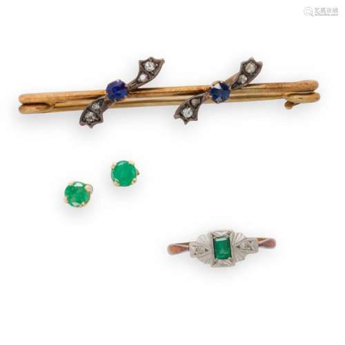 A group of Early 20th Century gemstone and gold jewelry