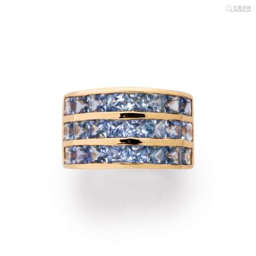 A sapphire and fourteen karat gold ring