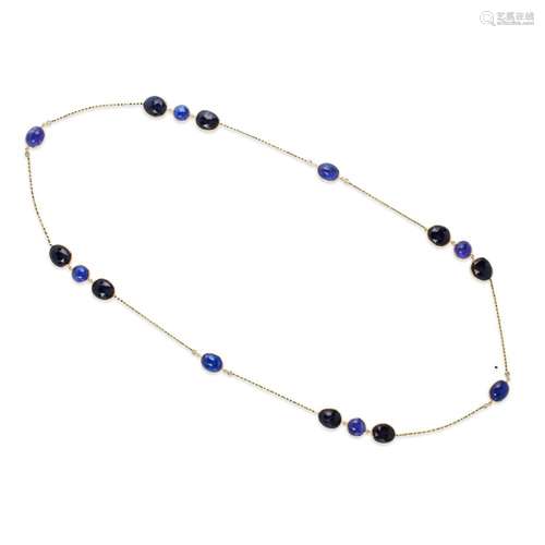 A gemstone and eighteen karat gold necklace