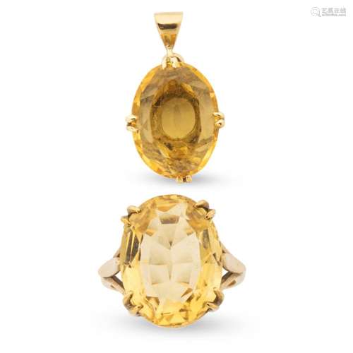 A group of citrine jewelry