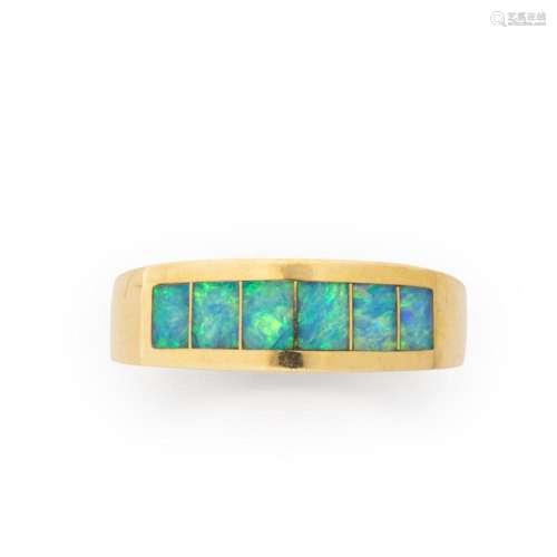 A opal and eighteen karat gold ring