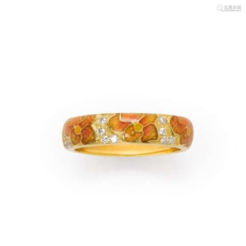 A enamel, diamond and eighteen karat gold ring, Hidalgo