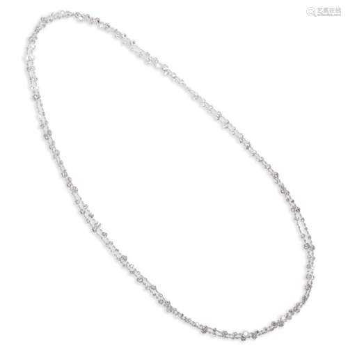 A diamond and eighteen karat white gold necklace