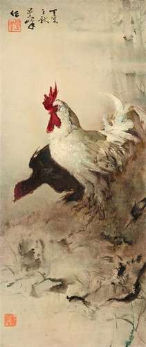 Lee Man Fong (1913-1988)<br />
'Rooster and hen', signed upp...