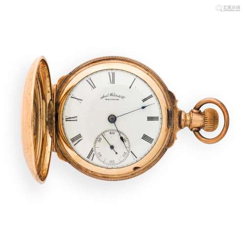 A ten karat gold-filled pocket watch, Waltham