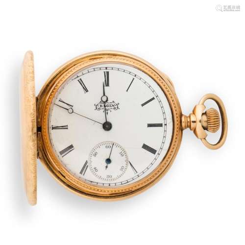 A fourteen karat gold pocket watch, Elgin