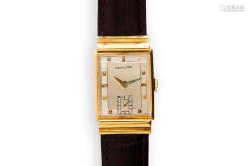 An eighteen karat gold wristwatch, Hamilton
