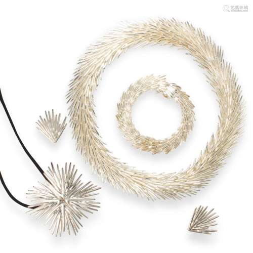 A sterling silver jewelry suite, 'Palmaceae Frond', ...