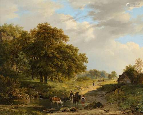 Barend Cornelis Koekkoek (1803-1862)<br />
'Landscape with w...